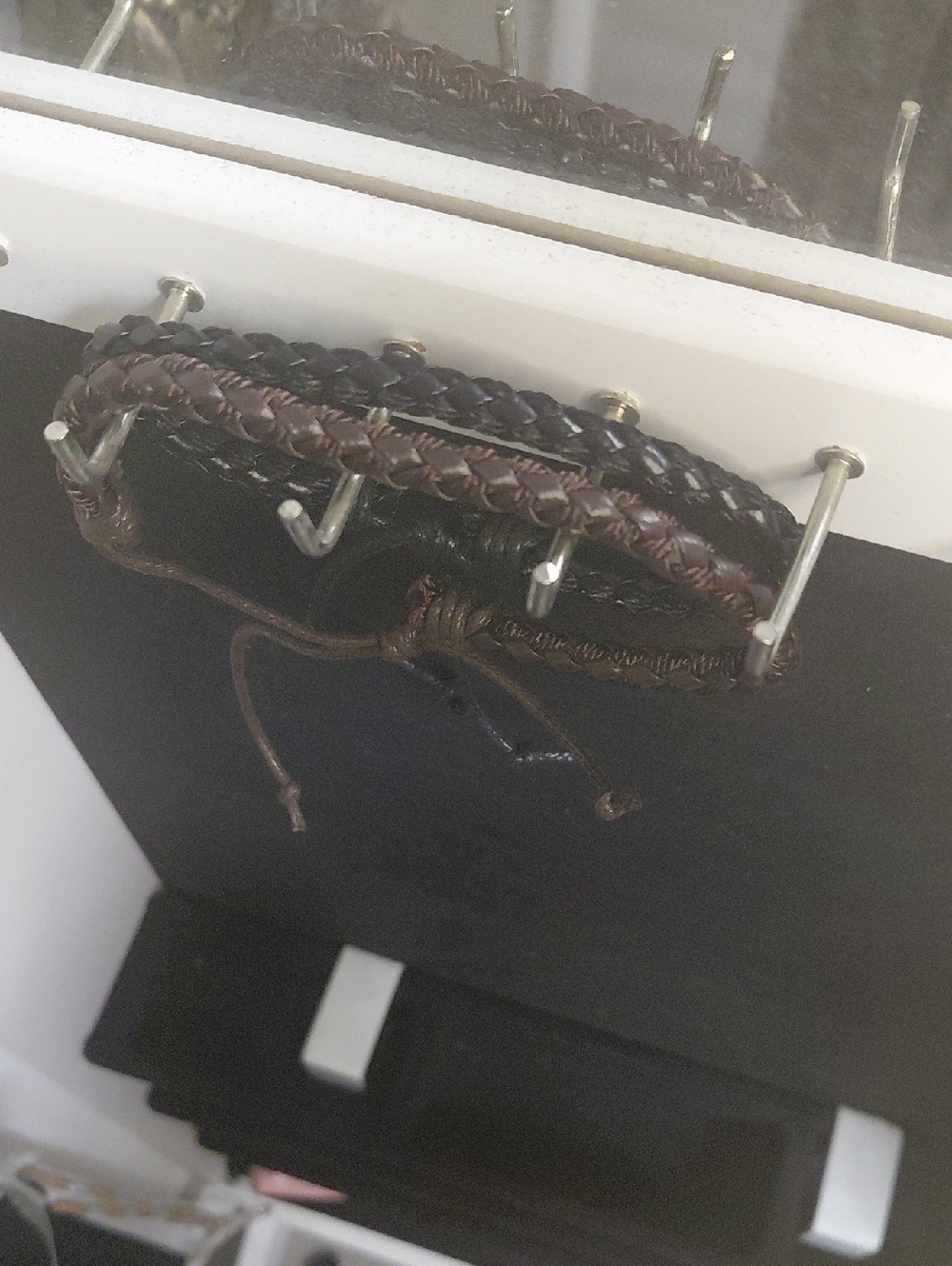 Braided Brown & Black Leather Bracelet Stack